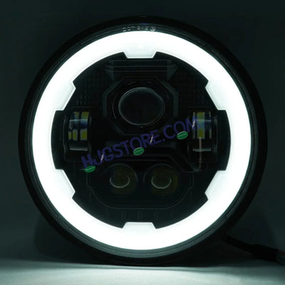 HJG Genuine Phantom Ring 5.75 Inch LED Headlight Avenger Fitting with Spotless and Bright DRL Fits in Bajaj Avenger, Harley Davidson, Jeep 5.75" (12V-80V DC 75W) - Biker.Store - www.biker.store