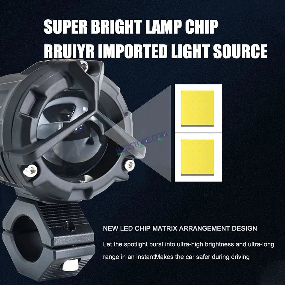 HJG Mercedes Y Lens Foglight with Wiring Harness Kit Ultra Wide Dual Intensity LED Driving Fog Lights White/Yellow (2*45W = 90W Total) Universal For All Cars & Bikes With Wiring Harness Kit - Biker.Store - www.biker.store