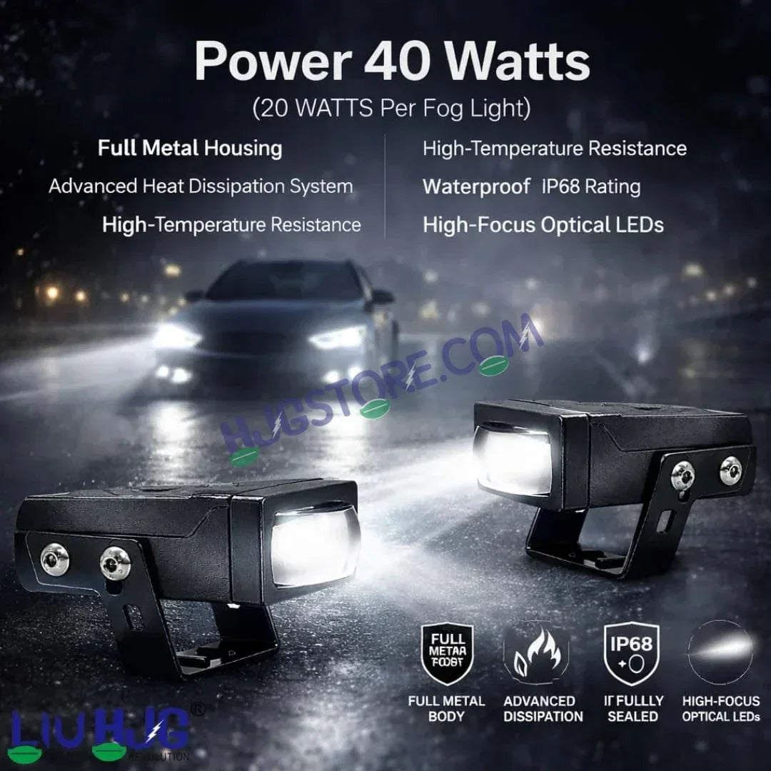 HJG HS92 Foglight Slim Drive Lens 80W Foglight with Two Type Clamps White/Yellow/Red Projector Foglight 80W Foglight Ultra Wide Dual Intensity LED Fog Lights White/Yellow/Red Devil Hi/Lo Fog Universal For All Cars & Bikes LIU HJG HS92 80W Foglight 2pc - Biker.Store - www.biker.store