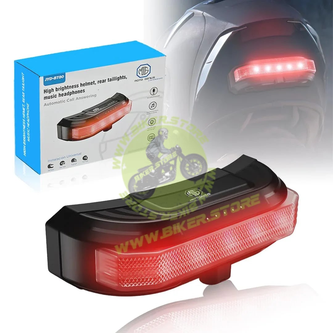 MOTO GENIUS BT80 Motorcycle Helmet Bluetooth Headset with LED Warning Light, Magnetic Mount, Bass Speakers, Fast Charging, Waterproof, for All Helmets - Biker.Store - www.biker.store