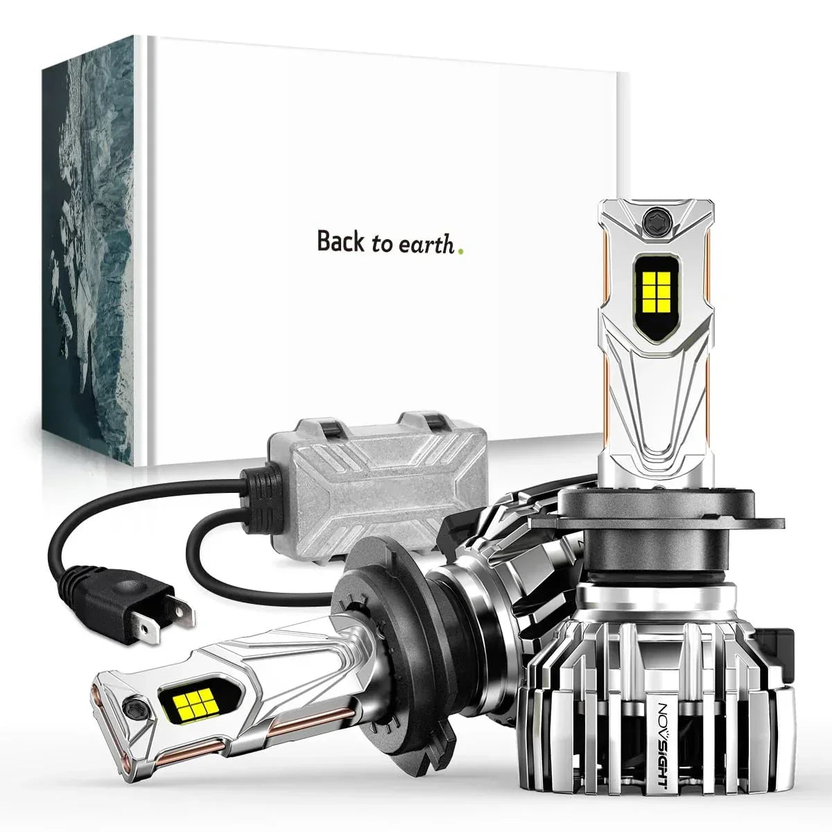 NightEye NOVSIGHT Upgraded H7 LED Bulb 32000LM, 140W Ultra High Power 800% Extremely Brighter 6500K White LED Bulb, 360-Degree Adjustable Adapter, Halogen Replacement - Biker.Store - www.biker.store