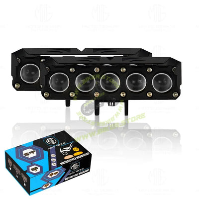 MOTO GENIUS Super Bright 5 LED Fog Light | Dual Mode Yellow & White Changing Light, High Low Beam, Aluminum Body, Universal Fit for Motorcycle & Car - Biker.Store - www.biker.store