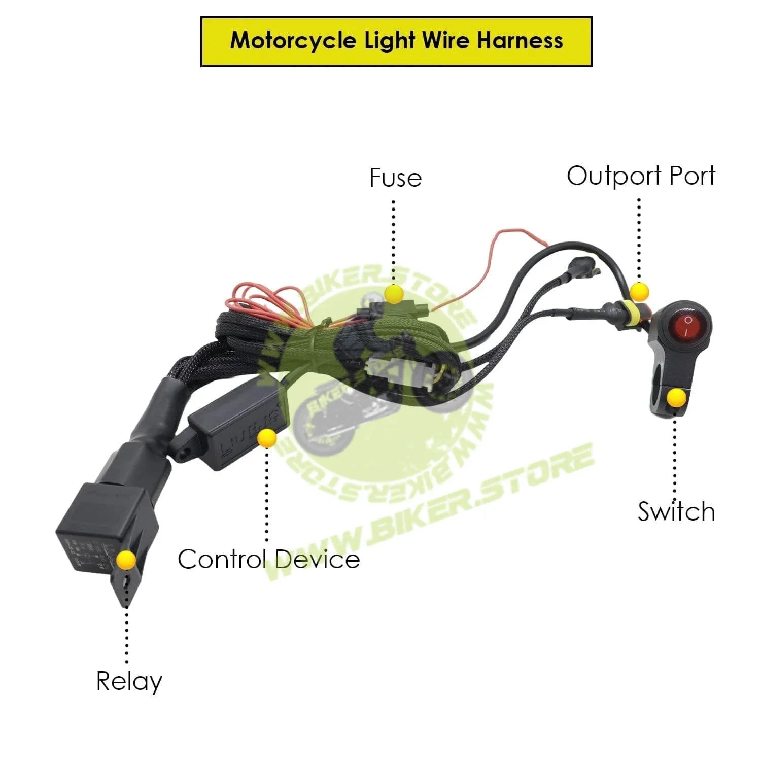 SSPEC Round 7-LED Motorcycle Fog Lights (Pair) – Dual Color White & Yellow with Wiring Harness - Biker.Store - www.biker.store