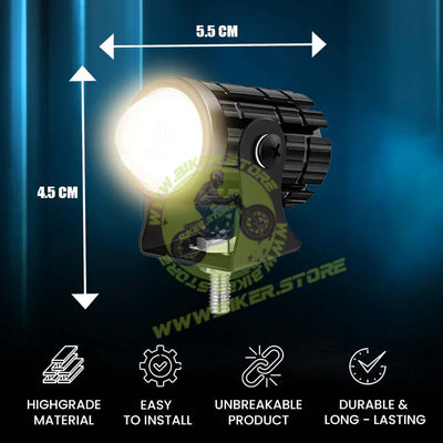 MOTO GENIUS 18W LED Motorcycle Fog Light with Switch – Dual Color & | Projector Headlight with Lens | Waterproof Spotlight Lamp | Universal Fit for Bikes & Scooters (Pack of 2) - Biker.Store - www.biker.store