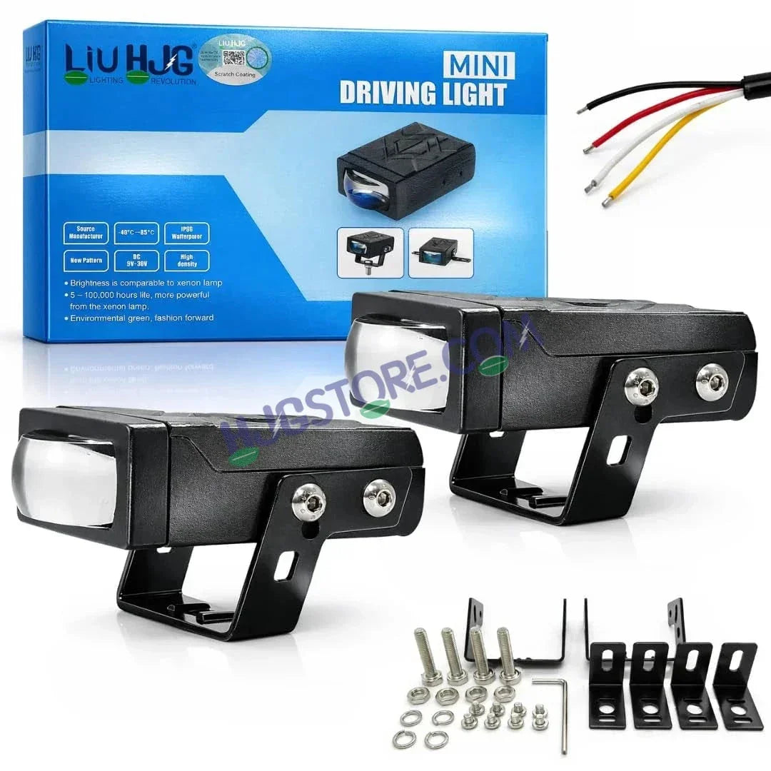 HJG HS92 Foglight Slim Drive Lens 80W Foglight with Two Type Clamps White/Yellow/Red Projector Foglight 80W Foglight Ultra Wide Dual Intensity LED Fog Lights White/Yellow/Red Devil Hi/Lo Fog Universal For All Cars & Bikes LIU HJG HS92 80W Foglight 2pc - Biker.Store - www.biker.store