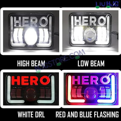HJG 12V 40W LED Headlight HERO for Hero Splendor Series – White Beam with Red/Blue DRL, Durable Waterproof Motorcycle Headlamp (Pack of 1) - Biker.Store - www.biker.store