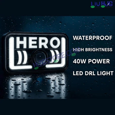 HJG 12V 40W LED Headlight HERO for Hero Splendor Series – White Beam with Red/Blue DRL, Durable Waterproof Motorcycle Headlamp (Pack of 1) - Biker.Store - www.biker.store