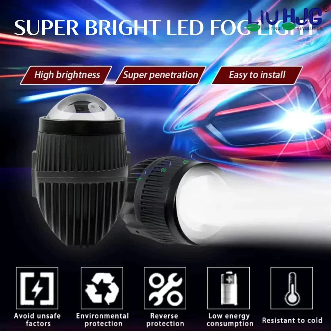 HJG New J37 Single Projector Lens 2pc Foglight Single LED Projector Fog Lens 60W with Red DRL Foglight Ultra Wide Dual Intensity LED Fog Lights White/Yellow/Red DRL Projector (60W) Universal For All Cars & Bikes LIU HJG J37 Projector Lens Power Efficient - Biker.Store - www.biker.store