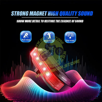 MOTO GENIUS BT80 Motorcycle Helmet Bluetooth Headset with LED Warning Light, Magnetic Mount, Bass Speakers, Fast Charging, Waterproof, for All Helmets - Biker.Store - www.biker.store