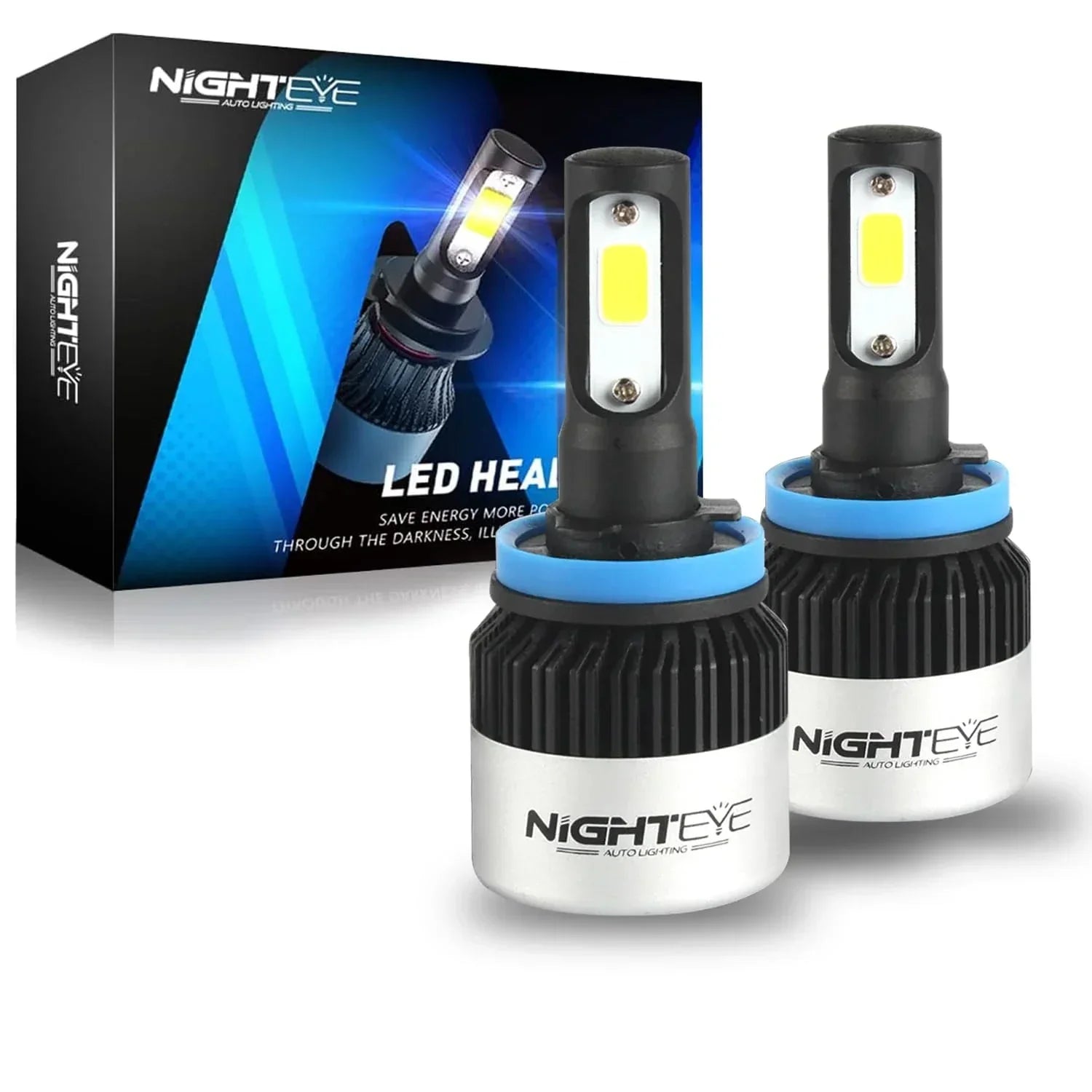 ORIGINAL NIGHTEYE 9006/HB4 LED Headlight Bulb for Car and Bike White, 72 Watt, 2 Bulbs - 9000 Lumens ULTRA BRIGHT, Type 9006/HB4 - Biker.Store - www.biker.store