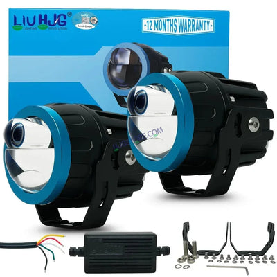 HJG Terminator 1 Projector Foglight 100W with Laser Spot and Wide Spread Red DRL/White/Yellow/Warm White Light 100W Foglight Ultra Wide Dual Intensity LED Driving Fog Lights 3000K/4300K/6500K Universal For All Cars & Bikes LIU HJG Terminator 1 Foglight - Biker.Store - www.biker.store