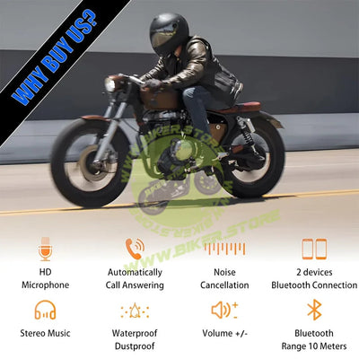 MOTO GENIUS BT12B Motorcycle Helmet Bluetooth Headset, Wireless Dual On-Ear Speakers with Mic, Hands-Free Calling & Music, Noise Reduction, Fast Charging, Universal Fit for All Helmets - Biker.Store - www.biker.store