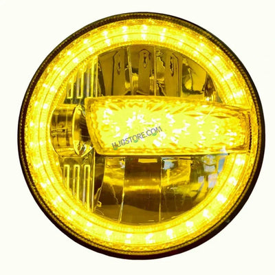 HJG Crystal Minus 7 Inch Headlight Assembly White LED Headlight Minus Crystal Headlight Assembly for Thar Royal Enfield | 75-120W CREE/Osram LED Chip Multi color High/Low Beam, DRL Compatible with Royal Enfield, Jeep, Thar, Gypsy - Biker.Store - www.biker.store