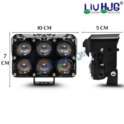 HJG 6 Lens Cube Red Blue 46W JC-32 Foglight with Red Blue Flash Mode 6 Lens Projector Foglight 46W Foglight Ultra Wide Dual Intensity LED Fog Lights White/Yellow/Warm White/Flash/Red Blue DRL Universal For All Cars & Bikes LIU HJG 6 Lens Cube Red Blue Fog - Biker.Store - www.biker.store