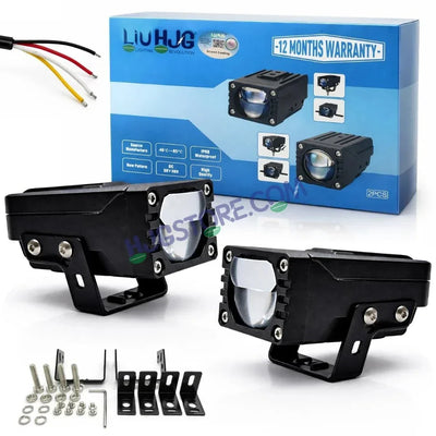 HJG HS99 Foglight Dual Condenser Lens 120W Foglight with Two Type Clamps White Hi/Lo Red Projector Foglight 120W Foglight Ultra Wide Intensity LED Fog Lights White Hi/Lo with Red Devil Fog Universal For All Cars & Bikes LIU HJG HS99 120W Foglight 2pc - Biker.Store - www.biker.store