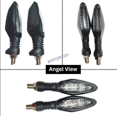 HJG Indicator Carbon Fibre Waterproof Flexible Blinker Bright LED Indicators Universal For All Bike Models Motorcycle Turn Signal Lights HJG Carbon Fibre Indicator, Pack of 2 - Biker.Store - www.biker.store