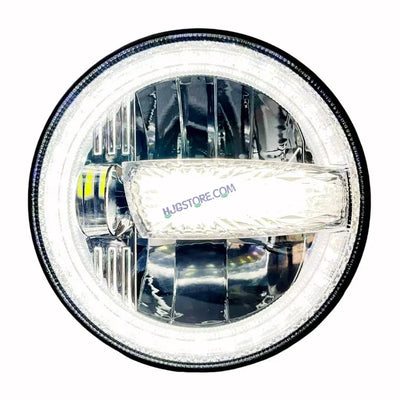 HJG Crystal Minus 7 Inch Headlight Assembly White LED Headlight Minus Crystal Headlight Assembly for Thar Royal Enfield | 75-120W CREE/Osram LED Chip Multi color High/Low Beam, DRL Compatible with Royal Enfield, Jeep, Thar, Gypsy - Biker.Store - www.biker.store