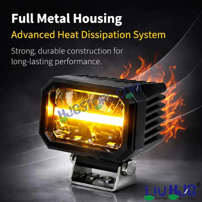 HJG W-07 Minus Cube Foglight 50W White/Amber Foglight White/Yellow DRL Dual LED Foglight Amber/White DRL White Light 50W Foglight Ultra Wide Dual Intensity LED Driving Fog Lights Universal For All Cars & Bikes LIU HJG W-07 Minus Cube Foglight, Pack of 2 - Biker.Store - www.biker.store