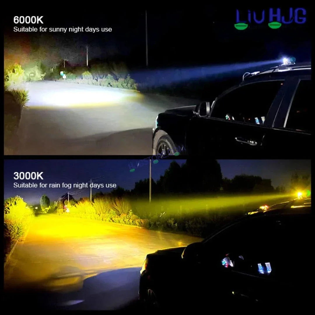 HJG New J37 Single Projector Lens 2pc Foglight Single LED Projector Fog Lens 60W with Red DRL Foglight Ultra Wide Dual Intensity LED Fog Lights White/Yellow/Red DRL Projector (60W) Universal For All Cars & Bikes LIU HJG J37 Projector Lens Power Efficient - Biker.Store - www.biker.store