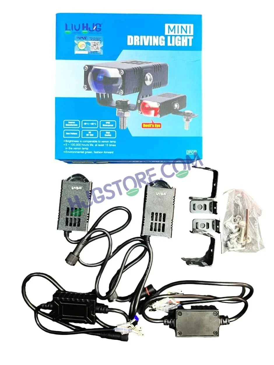 HJG Original Waymaker Dual Colour Fog Light Mini Drive Light Version 4 With Red Devil Eye And Wiring With Canbus For All Cars and Motorcycles (2Pcs) HJG - Biker.Store - www.biker.store