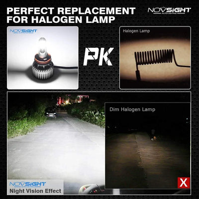 NightEye Novsight H11/H8/H9/H16(JP) led headlight kits (pack of 2)- Bridgelux-cob led chips - 72w 10000 Lumens 6500k white - headlight/fog light conversion kit - Biker.Store - www.biker.store