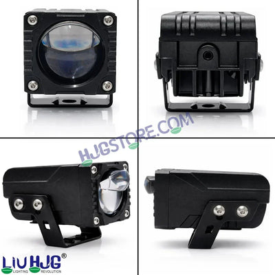 HJG HS104 Wide Lens Foglight Dual Condenser Lens 120W Foglight with Two Type Clamps White Hi/Lo Red Projector Foglight 120W Ultra Wide Intensity LED Fog Lights White Hi/Lo with Red Devil Fog Universal For All Cars & Bikes LIU HJG HS104 120W Foglight 2pc - Biker.Store - www.biker.store