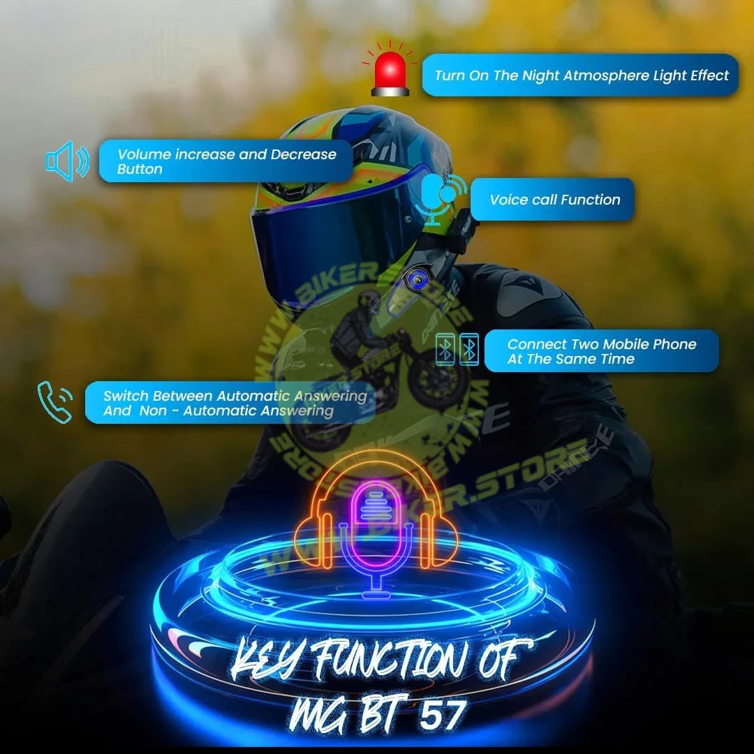 MOTO GENIUS BT35 Wireless Bluetooth 5.0 Helmet Headset, Hands-Free with Mic, Stereo Sound, Waterproof, Noise Reduction | Compatible with iOS & Android - Biker.Store - www.biker.store