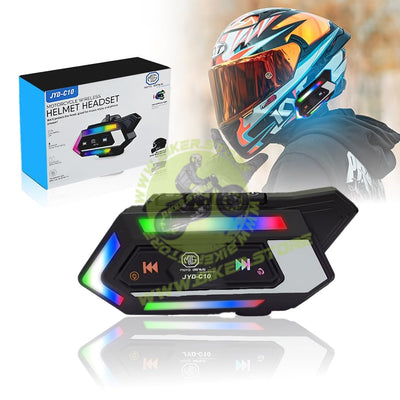 MOTO GENIUS JYD-C10 Motorcycle Bluetooth Headset for Helmet | Dual Earphones with Mic, Hands-Free Calling, Music Control, Connects 2 Phones, Long Battery Life, Compatible with iOS & Android Devices - Biker.Store - www.biker.store