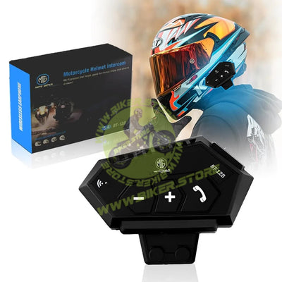 MOTO GENIUS BT12B Motorcycle Helmet Bluetooth Headset, Wireless Dual On-Ear Speakers with Mic, Hands-Free Calling & Music, Noise Reduction, Fast Charging, Universal Fit for All Helmets - Biker.Store - www.biker.store