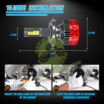 MOTO GENIUS Super Bright 80W Conversion Kit for Car & Motorbike, Waterproof Steel & Aluminium Design, High Performance, Energy Efficient(H4) - Biker.Store - www.biker.store