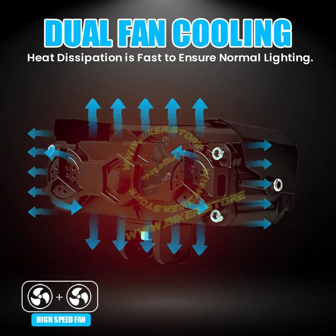 MOTO GENIUS Super Bright 4 LED Fog Light with Switch | Dual Mode and Changing Light, High Low Beam, Aluminum Body, Universal Fit for Motorcycle and Car (Pack of 2) - Biker.Store - www.biker.store