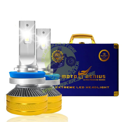 MOTO GENIUS Super Bright 300W LED Headlight Conversion Kit for Car & Motorbike, Waterproof Steel & Aluminium Design, High Performance, Energy Efficient (H7) Pack of 2 - Biker.Store - www.biker.store
