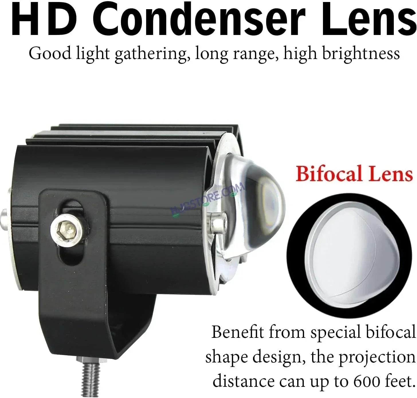LIUHJG HJG ORIGINAL G15 30W Mini Drive Spotlight Yellow/White Motorcycle Mini Driving Fog Light 7500LM High/Low Beam Motorcycle Spot Light with Red DRL, White, Yellow (Pack of 1) - Biker.Store - www.biker.store