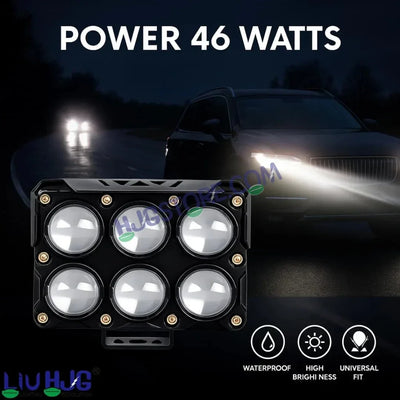 HJG 6 Lens Cube Red Blue 46W JC-32 Foglight with Red Blue Flash Mode 6 Lens Projector Foglight 46W Foglight Ultra Wide Dual Intensity LED Fog Lights White/Yellow/Warm White/Flash/Red Blue DRL Universal For All Cars & Bikes LIU HJG 6 Lens Cube Red Blue Fog - Biker.Store - www.biker.store