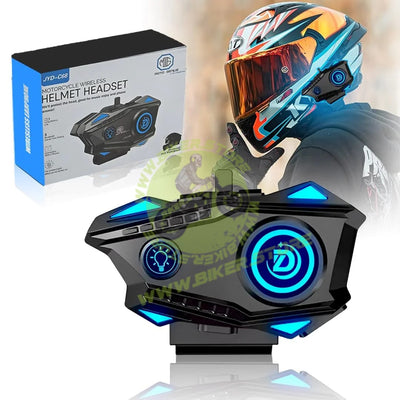 MOTO GENIUS JYD-C68 Bluetooth Helmet Headset for Motorcycle Riders | Wireless Hands-Free Music & Call System, Noise Reduction Mic, Waterproof IPX56, 25H Battery, RGB Light - Biker.Store - www.biker.store