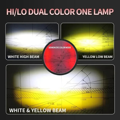 Original HJG 3-in-1 HJG Fog Light: 120W-12V Red, White, Yellow! Illuminate Your Ride with 4 LED Laser Widelight. Perfect for Bike, Car, Thar, Jeep Adventures - Biker.Store - www.biker.store
