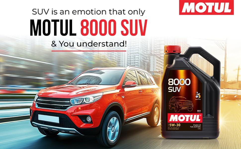 Motul 8000 SUV 5W-30 Fully Synthetic Engine Oil 3.5L for Petrol & Diesel Cars | API SP | Advanced Protection | Improves Performance & Reduces Wear | SUVs & High-Performance Cars|B0CX4W9DR3