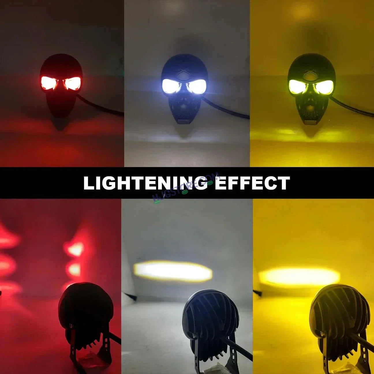HJG Skull Red Eye Foglight 60W Fog Light For Bike/Car/Thar/Jeep (Cool White/Yellow/Warm White, 40W each) - Pack of 1 HJG New Model Skull Foglight, Pack of 1 HJG - Biker.Store - www.biker.store