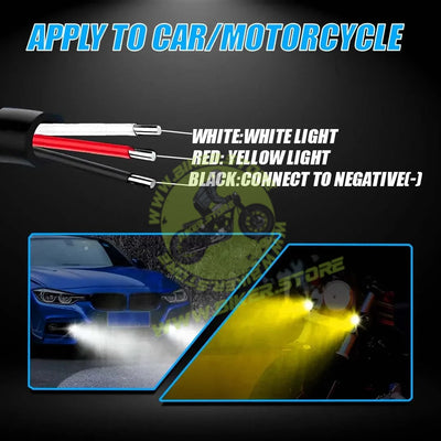 MOTO GENIUS 18W LED Motorcycle Fog Light with Switch – Dual Color & | Projector Headlight with Lens | Waterproof Spotlight Lamp | Universal Fit for Bikes & Scooters (Pack of 2) - Biker.Store - www.biker.store