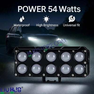 HJG 10 Lens Cube Red Blue 54W JC-34 Foglight with Red Blue Flash Mode 10 Lens Projector Foglight 54W Foglight Ultra Wide Dual Intensity LED Fog Lights White/Yellow/Warm White/Flash/Red Blue DRL Universal For All Cars & Bikes LIU HJG 10 Lens Cube Red Blue - Biker.Store - www.biker.store