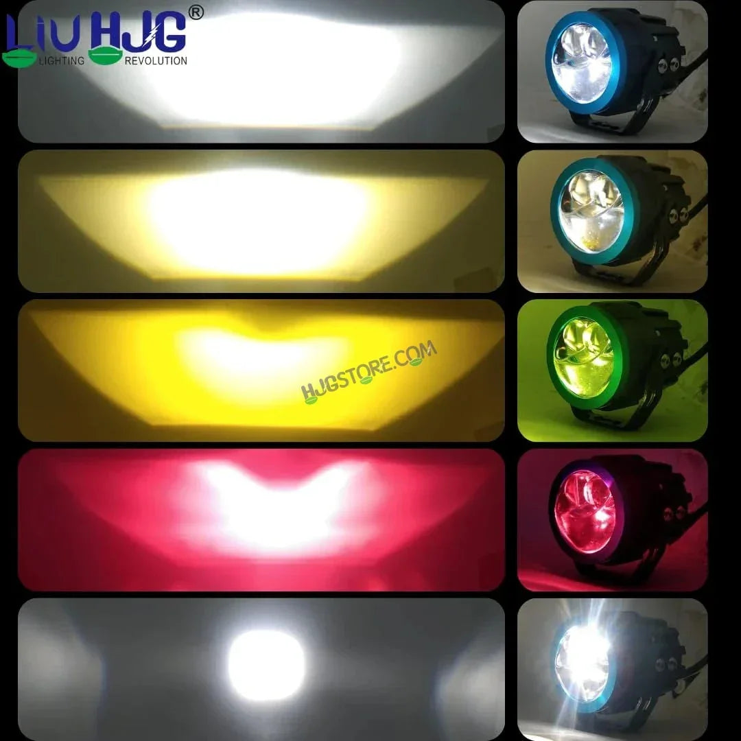HJG Terminator 2 Projector Foglight 100W with Laser Spot and Wide Spread Red DRL/White/Yellow/Warm White Light 100W Foglight Ultra Wide Dual Intensity LED Driving Fog Lights 3000K/4300K/6500K Universal For All Cars & Bikes LIU HJG Terminator 2 Bi Foglight - Biker.Store - www.biker.store