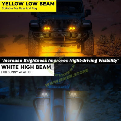MOTO GENIUS 2 LED Fog Light Projectors, 40W Dual Beam (Hi/Lo), White & Yellow Light, IP67 Waterproof, Universal Fit for Car, Bike, Motorcycle and Scooter (Pack of 1) - Biker.Store - www.biker.store
