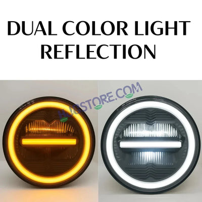 HJG 7 Inch 75W Minus New Model 75W Low Beam 110W Hi Beam LED Headlight Assembly White 7 Inch Round Motorcycle Lights For Jeeps Universal Car Compatible with Royal Enfield, Jeep & Harley Davidson LIU HJG New Box Minus 7 Inch - Biker.Store - www.biker.store