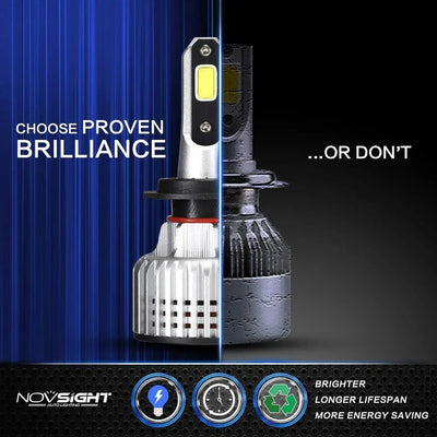 NightEye Novsight H11/H8/H9/H16(JP) led headlight kits (pack of 2)- Bridgelux-cob led chips - 72w 10000 Lumens 6500k white - headlight/fog light conversion kit - Biker.Store - www.biker.store