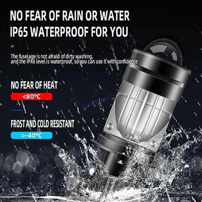HJG H4 Dual Y6 Condenser RTD Lens Dual Projector Lens Projector Lens LED Headlight Bulb for car | Hi/Lo Beam Headlight 12V-80V | 100W | 5000LM | 3 Pin Projector h4 Headlight with Fan | (Pack of 2) - Biker.Store - www.biker.store