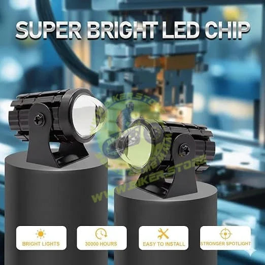 Baobao Mini Driving Fog Light Led Universal Fit All Motorcycle Scooties, Yellow White Dual Color, Free Control Switch, 300% Brighter, 30000 Hours Lifespan, 2 Pack - Biker.Store - www.biker.store