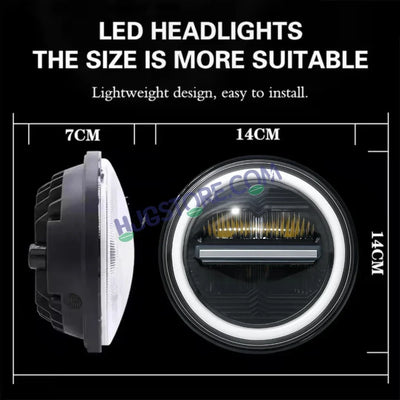 HJG 7 Inch 75W Minus New Model 75W Low Beam 110W Hi Beam LED Headlight Assembly White 7 Inch Round Motorcycle Lights For Jeeps Universal Car Compatible with Royal Enfield, Jeep & Harley Davidson LIU HJG New Box Minus 7 Inch - Biker.Store - www.biker.store