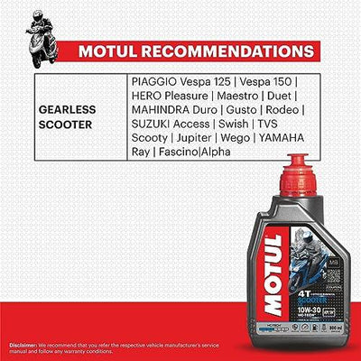 Motul Scooter LE 10W-30 Engine Oil for Gearless Scooters – Advanced Engine Protection, Smooth Pickup, Better Mileage & Long-Lasting Performance, 800 ml - Biker.Store - www.biker.store