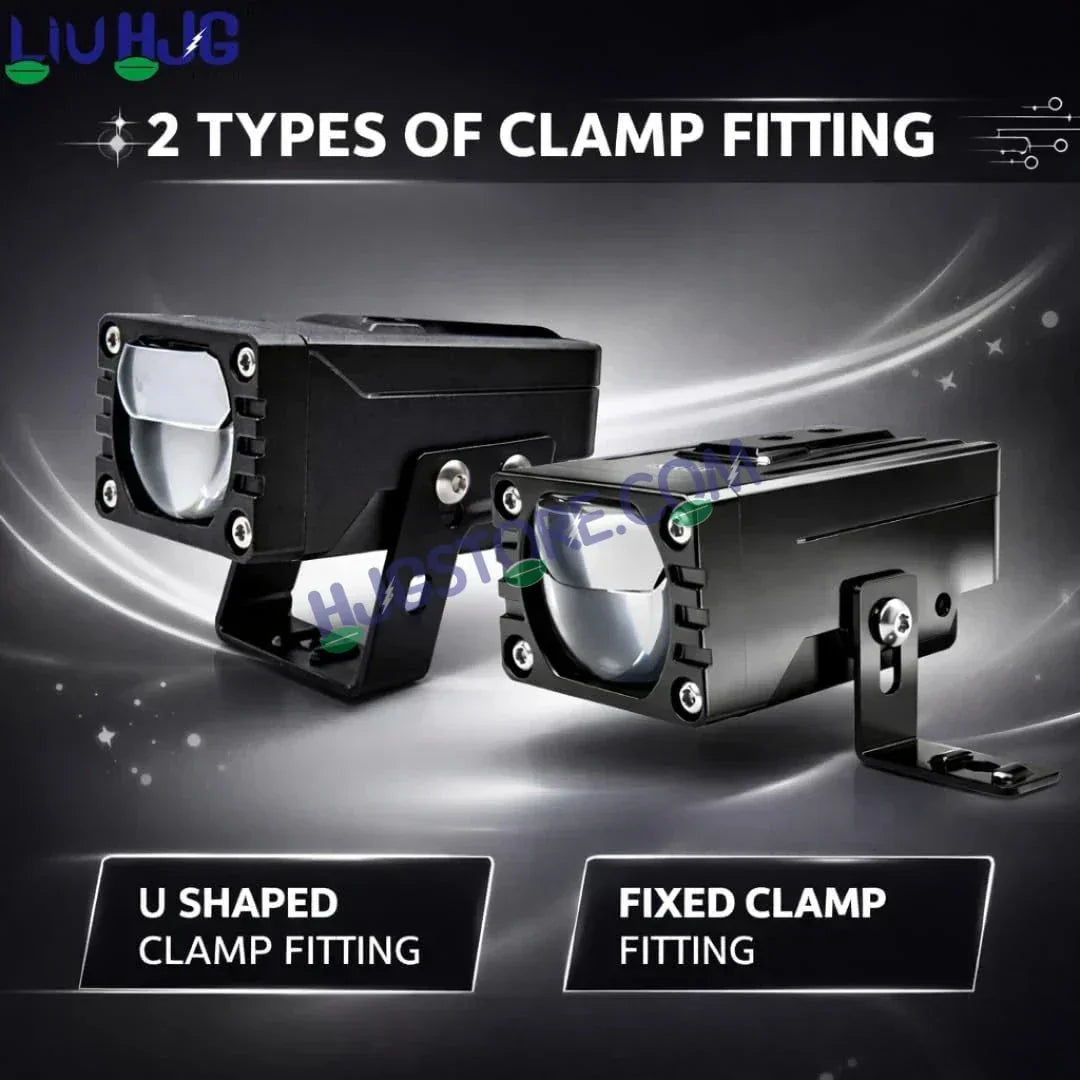 HJG HS99 Foglight Dual Condenser Lens 120W Foglight with Two Type Clamps White Hi/Lo Red Projector Foglight 120W Foglight Ultra Wide Intensity LED Fog Lights White Hi/Lo with Red Devil Fog Universal For All Cars & Bikes LIU HJG HS99 120W Foglight 2pc - Biker.Store - www.biker.store