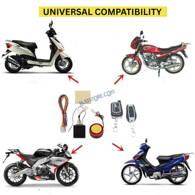 HJG Two Way Alarm System Kit Keyless Start Digital Bike Alarm Kit for Two Wheeler Security HJG Anti-Theft Alarm System Kit (Loud Siren 125 dB, Flashing Light & Shock Sensor) Universal Fit for Motorcycles & Scooters LIU HJG Keyless Two Way Alarm System Kit - Biker.Store - www.biker.store